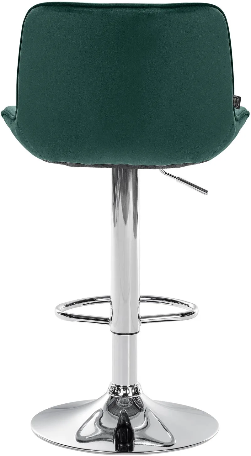 Tabouret de bar x1 pivotant forme ergonomique surpiqûres décoratives en velours vert cadre en métal chromé 10_0006230
