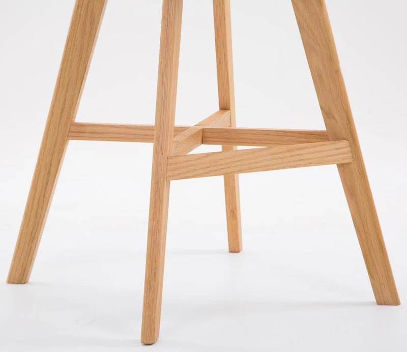 Lot de 2 tabourets de bar scandinaves coque plastique et PVC crème et pieds en bois massif 10_0005962