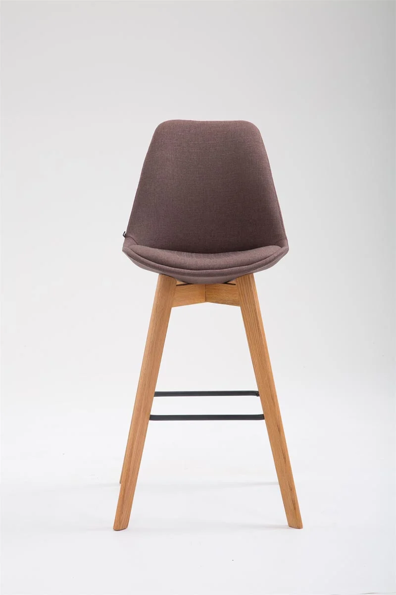 Tabouret de bar x1 style scandinave avec assise en tissu marron et structure en bois naturel 10_0005719