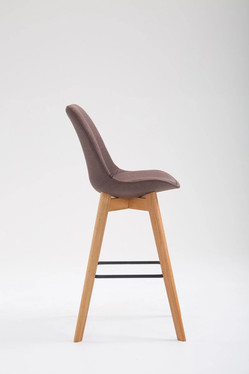 Tabouret de bar x1 style scandinave avec assise en tissu marron et structure en bois naturel 10_0005719