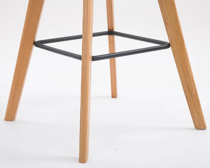 Lot de 2 tabourets de bar style scandinave avec dossier en tissu gris et structure en bois naturel 10_0005578