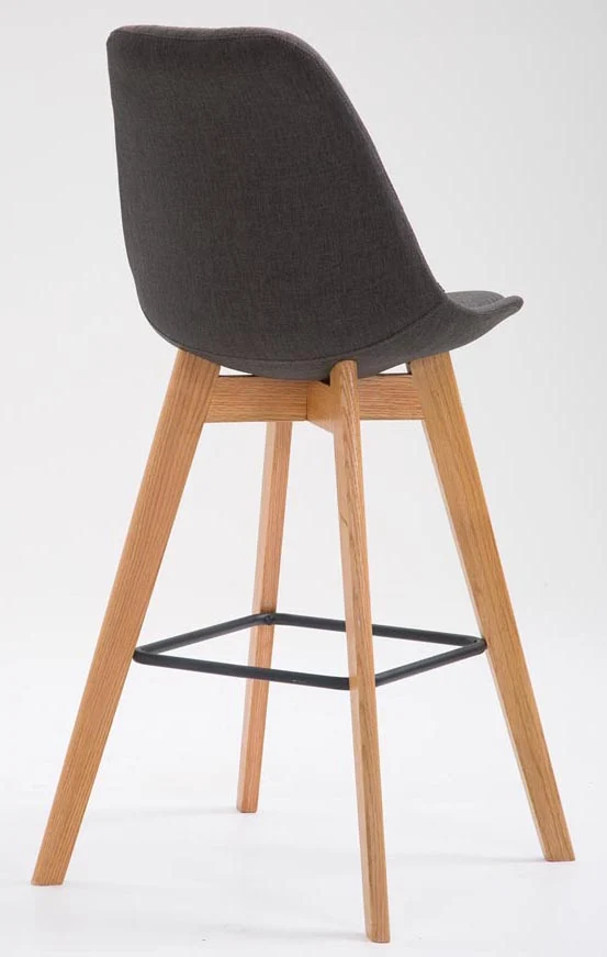 Lot de 2 tabourets de bar style scandinave avec dossier en tissu gris foncé et structure en bois naturel 10_0005577
