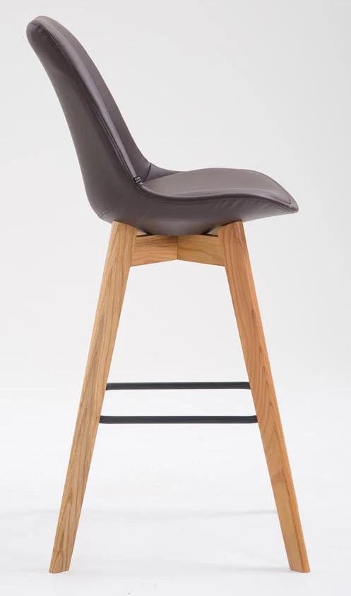 Lot de 2 tabourets de bar style scandinave avec dossier en similicuir marron et structure en bois naturel 10_0005576