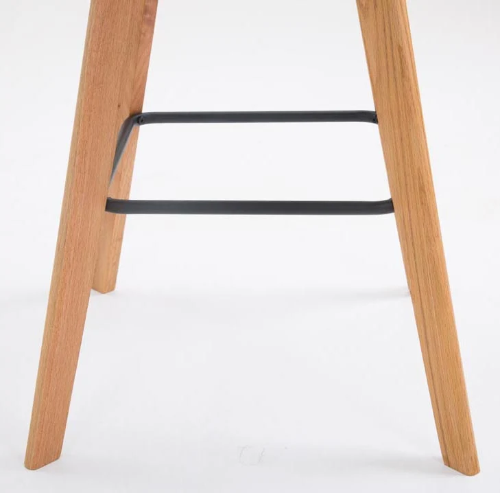 Lot de 2 tabourets de bar style scandinave avec dossier en similicuir marron et structure en bois naturel 10_0005576