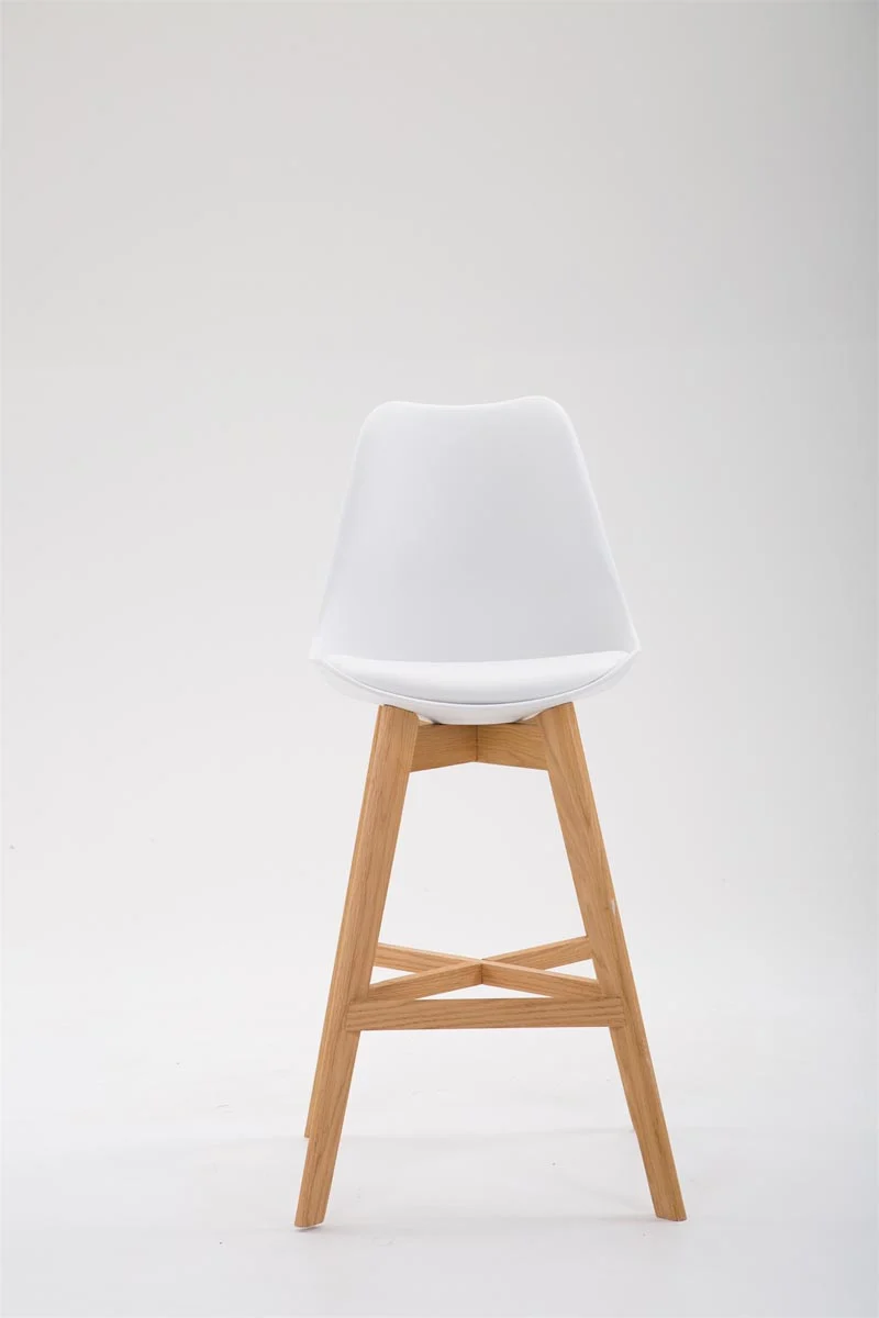 Tabouret de bar x1 avec coque en plastique blanc pieds en bois design scandinave 10_0004620