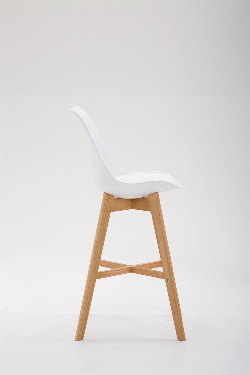 Tabouret de bar x1 avec coque en plastique blanc pieds en bois design scandinave 10_0004620