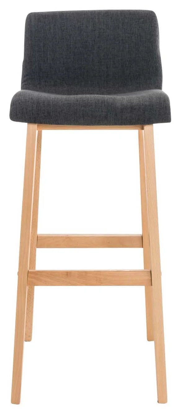 Lot de 2 tabourets de bar design avec structure de 4 pieds en bois et assise en tissu gris foncé 10_0004212