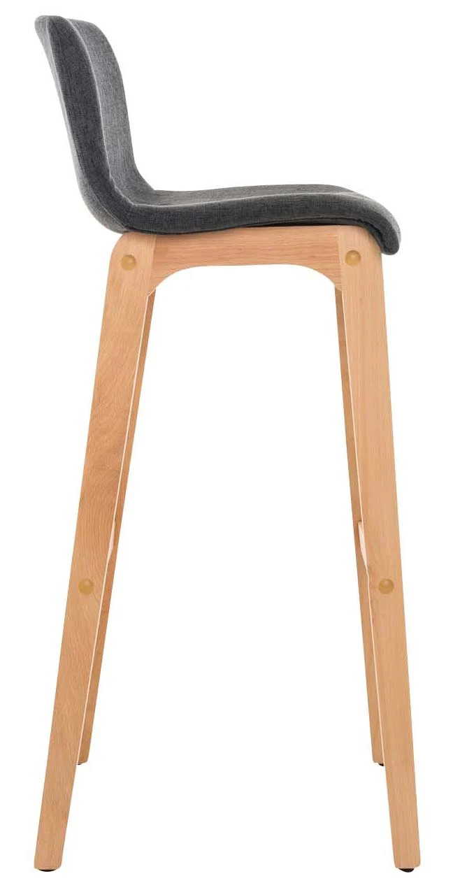 Lot de 2 tabourets de bar design avec structure de 4 pieds en bois et assise en tissu gris foncé 10_0004212