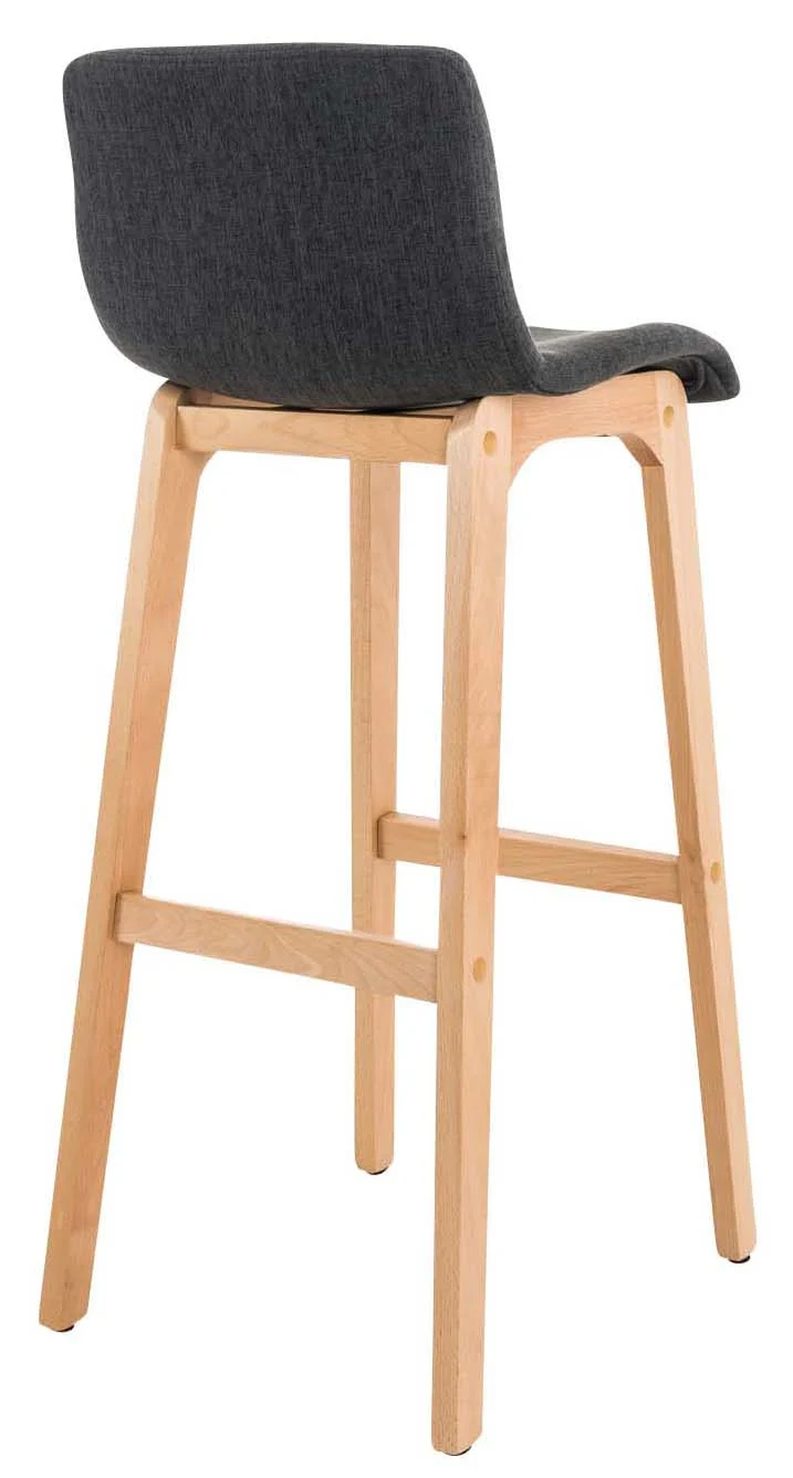 Lot de 2 tabourets de bar design avec structure de 4 pieds en bois et assise en tissu gris foncé 10_0004212