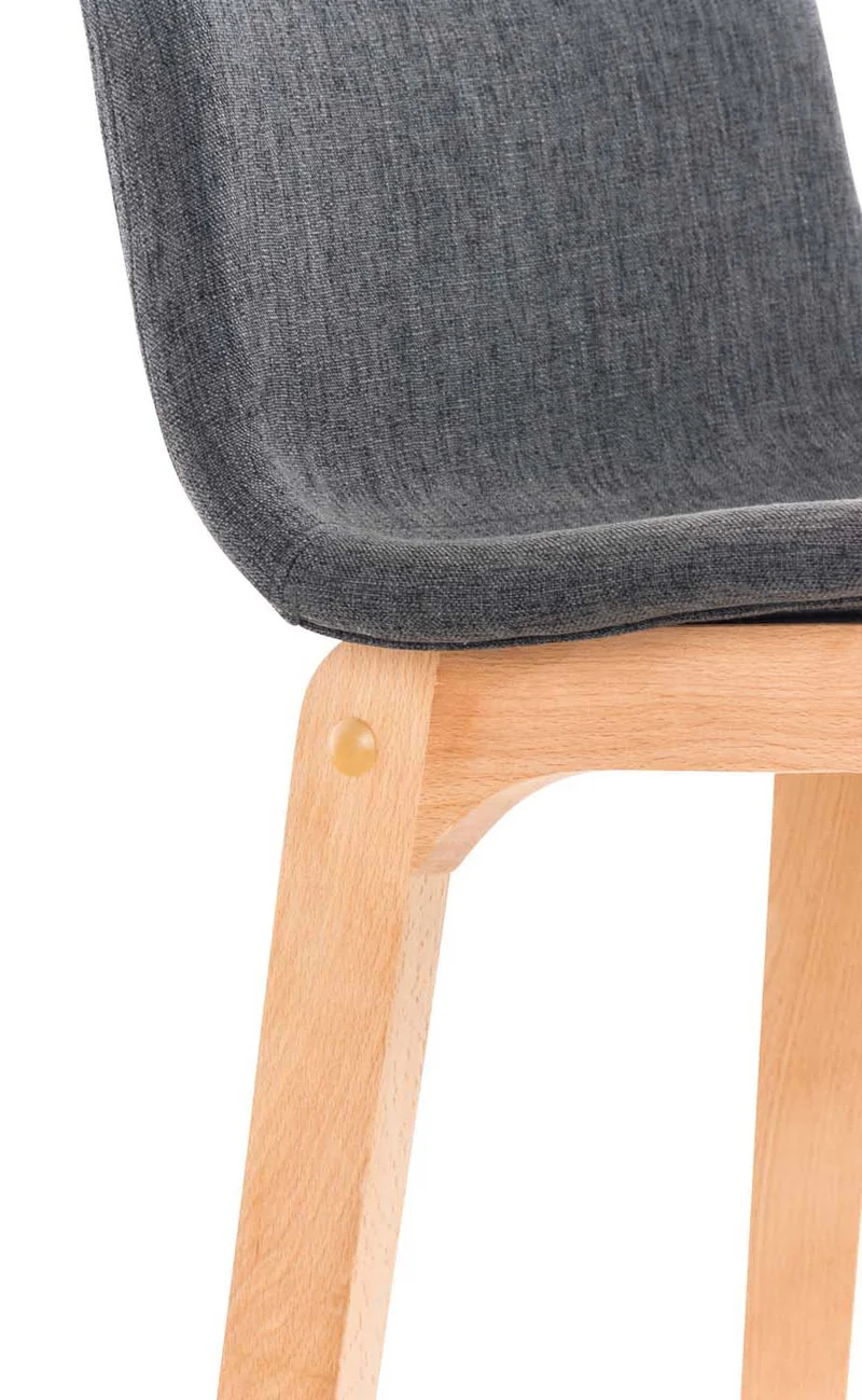 Lot de 2 tabourets de bar design avec structure de 4 pieds en bois et assise en tissu gris foncé 10_0004212