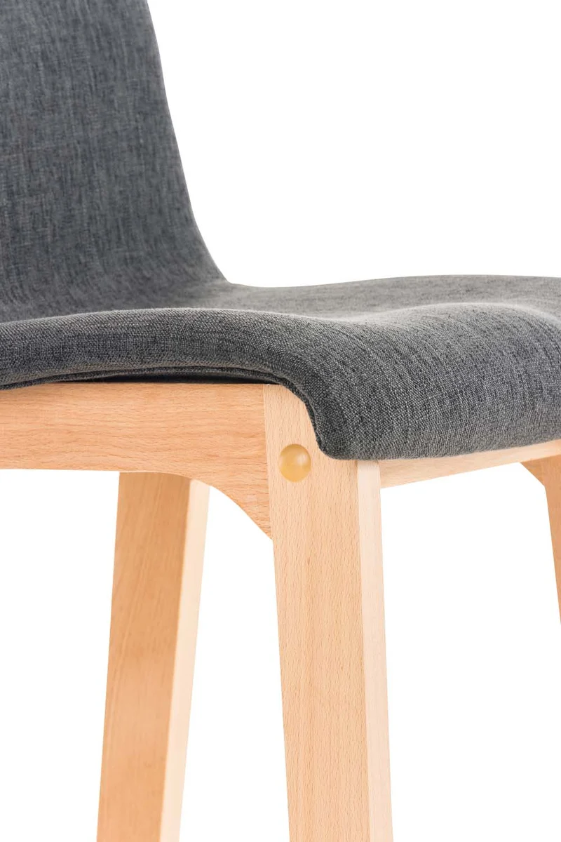 Lot de 2 tabourets de bar design avec structure de 4 pieds en bois et assise en tissu gris foncé 10_0004212