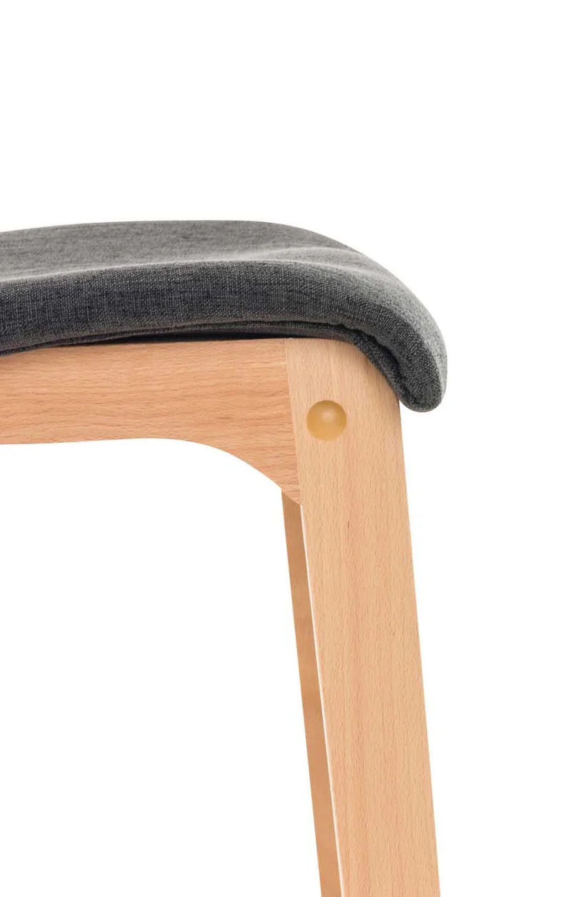 Lot de 2 tabourets de bar design avec structure de 4 pieds en bois et assise en tissu gris foncé 10_0004212