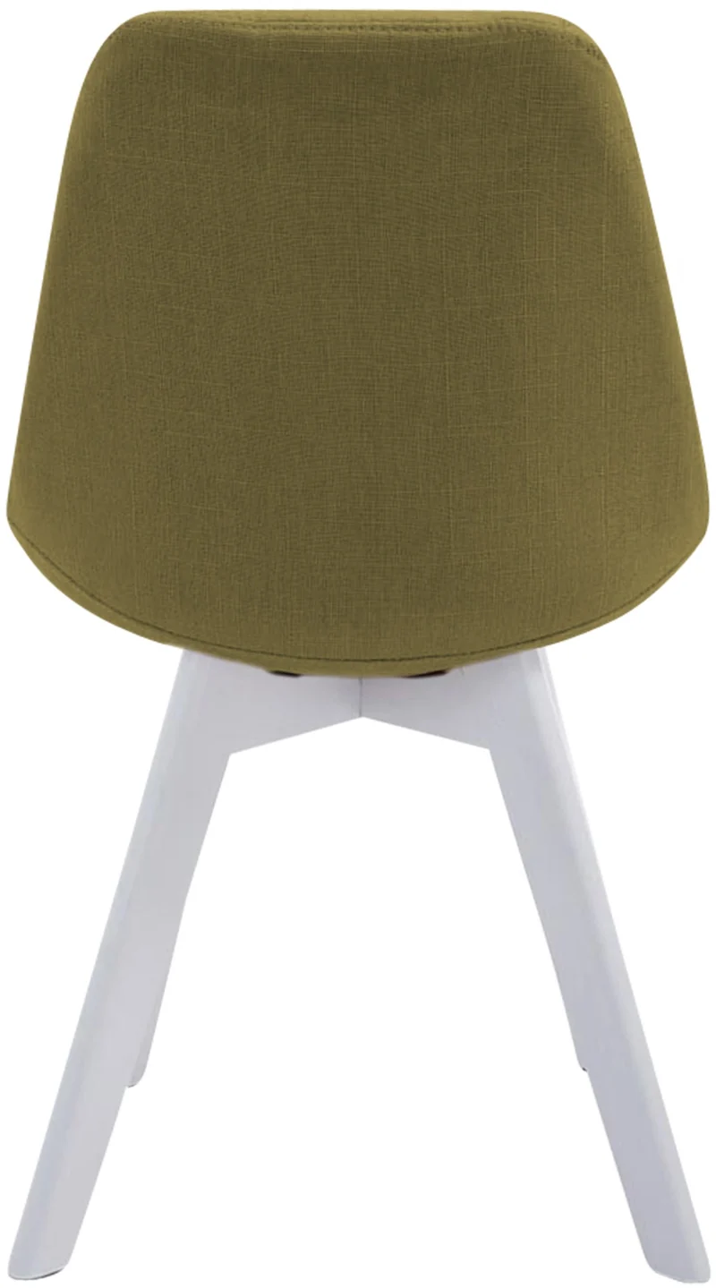Chaise de salle à manger x1 design scandinave en tissu vert et piètement à 4 pieds en bois blanc 10_0003316