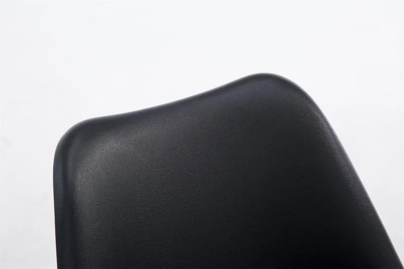 Chaise de salle à manger x1 design scandinave en PVC et plastique noir et piètement à 4 pieds en bois marron 10_0003297