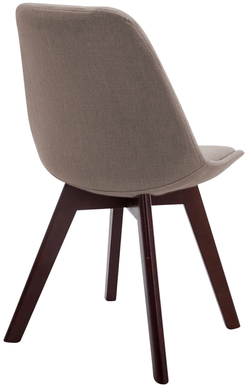 Chaise de salle à manger x1 design scandinave en tissu taupe et piètement à 4 pieds en bois marron 10_0003305