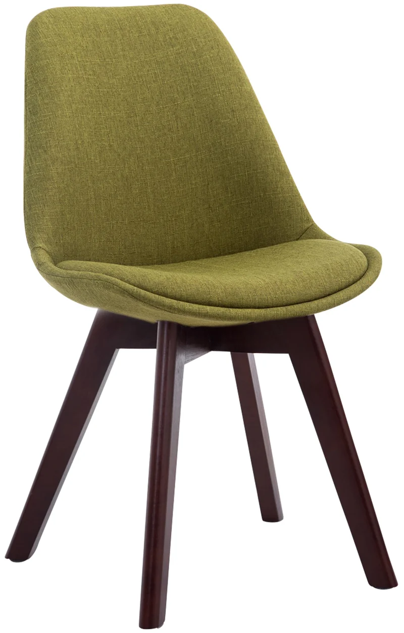 Chaise de salle à manger x1 design scandinave en tissu vert et piètement à 4 pieds en bois marron 10_0003304