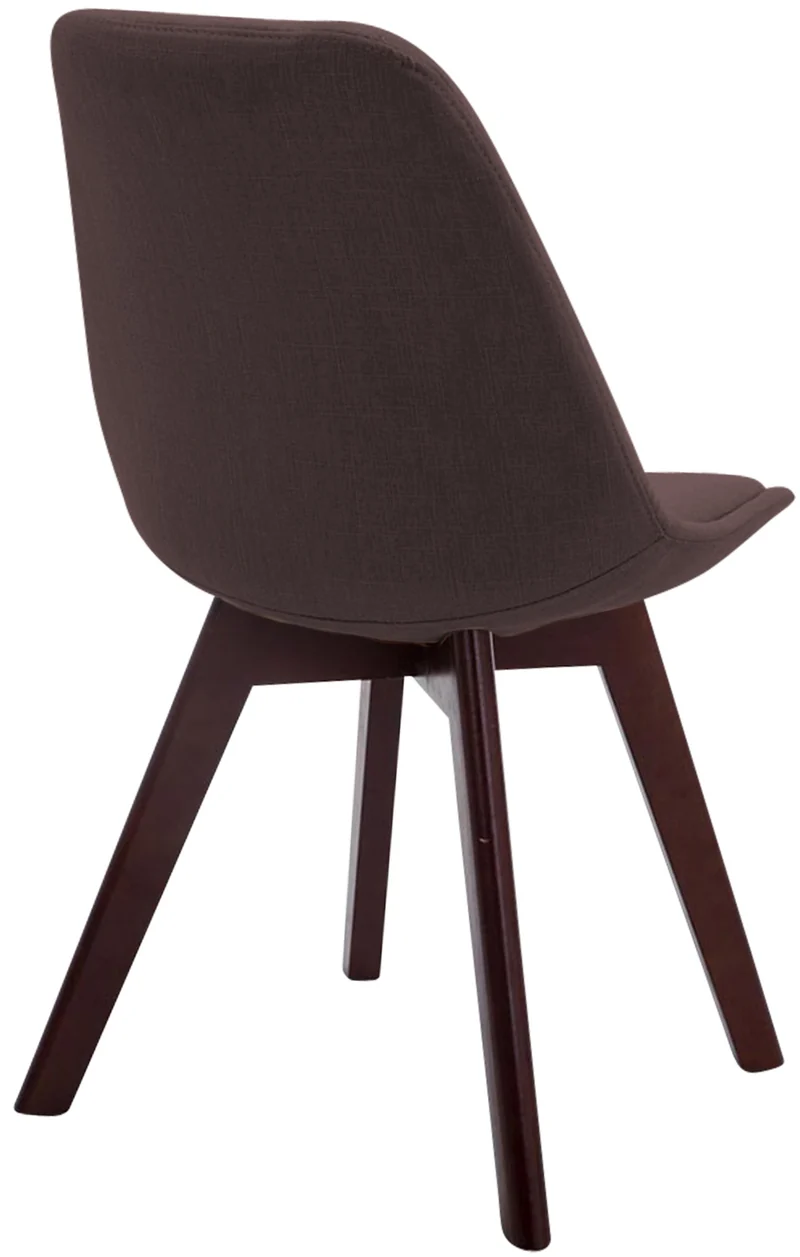 Chaise de salle à manger x1 design scandinave en tissu marron et piètement à 4 pieds en bois marron 10_0003300