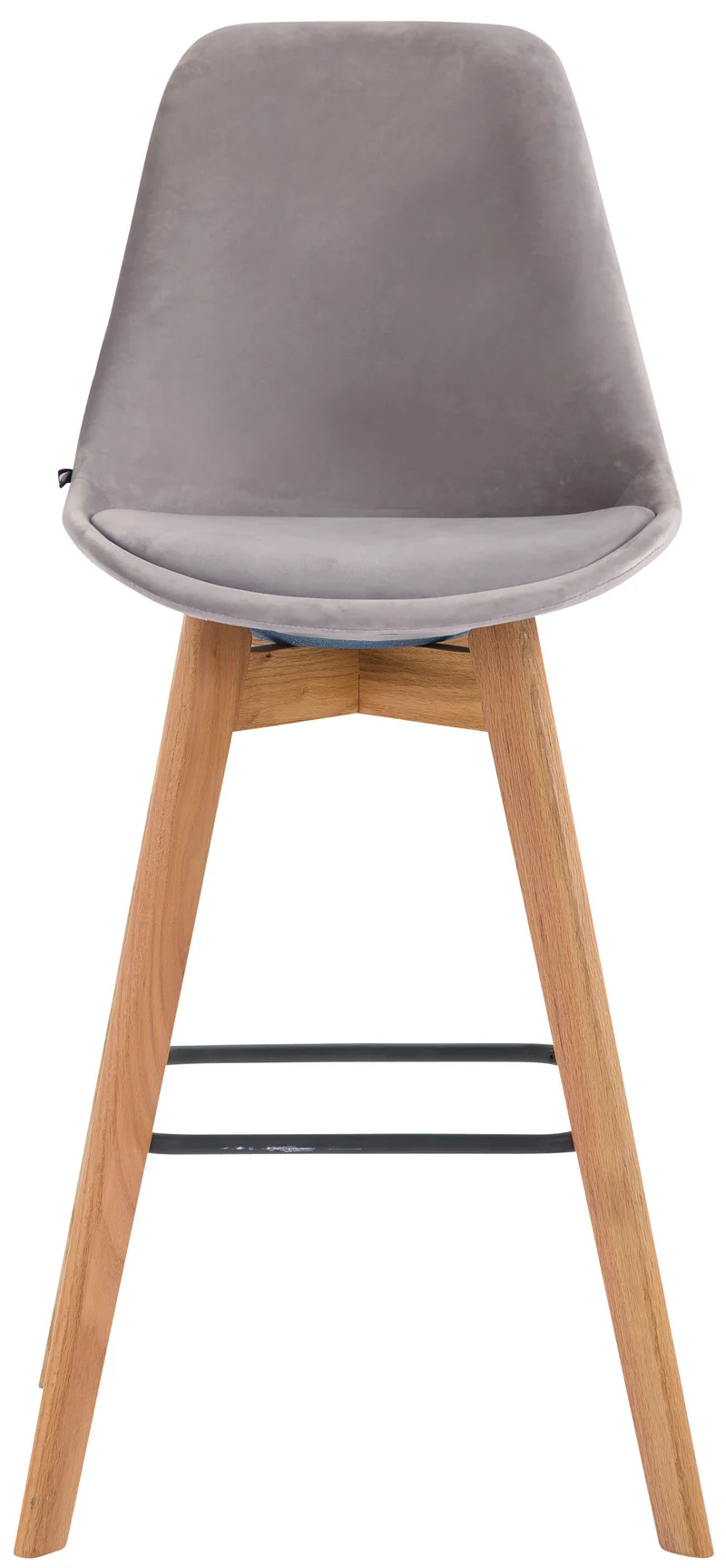 Lot de 2 tabourets de bar style scandinave avec dossier en velours gris et structure en bois naturel 10_0006055