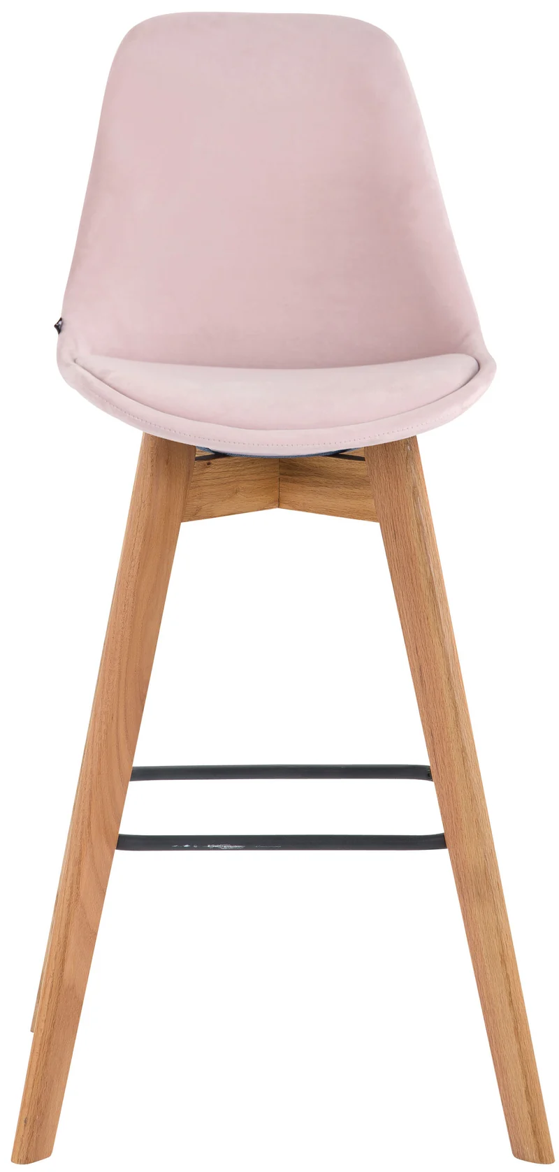 Tabouret de bar x1 style scandinave avec assise en velours rose et structure en bois naturel 10_0005968