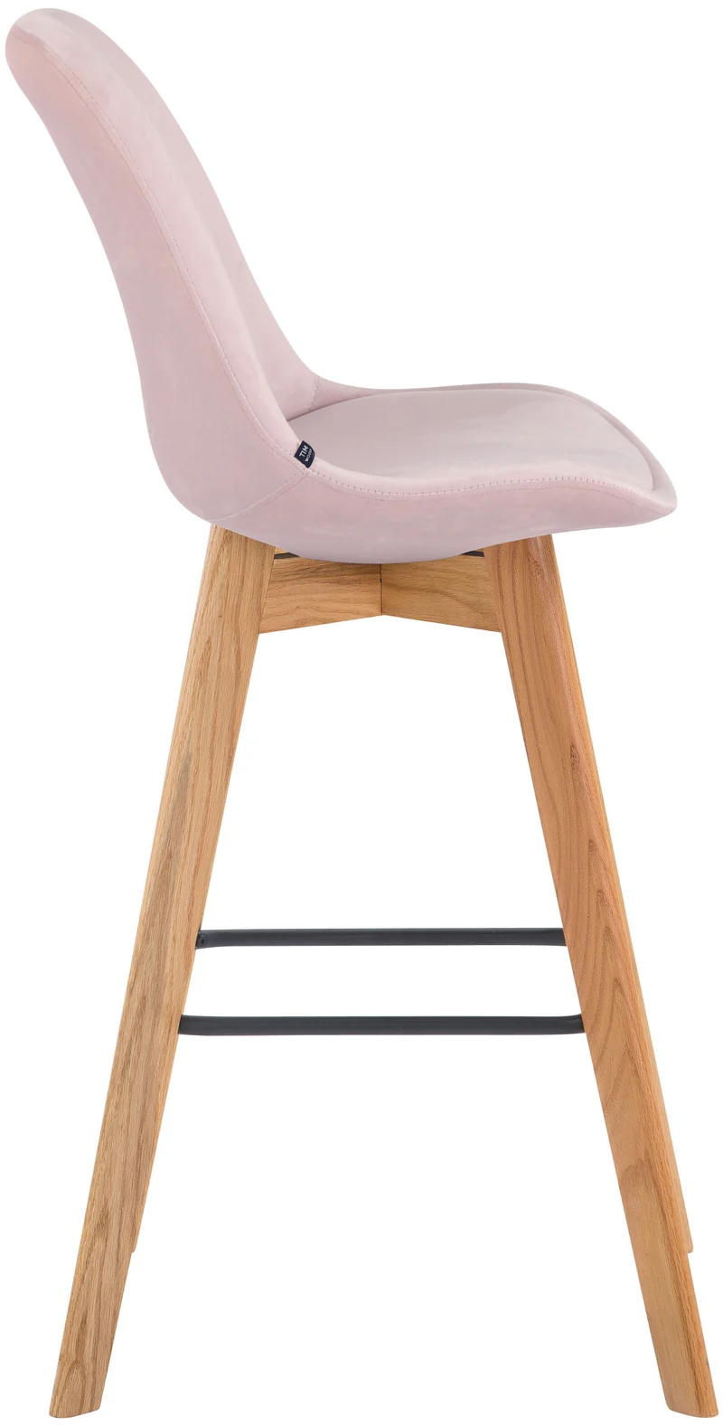Tabouret de bar x1 style scandinave avec assise en velours rose et structure en bois naturel 10_0005968