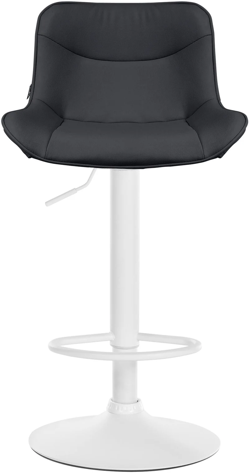 Lot de 2 tabourets de bar x1 avec coutures décoratives en PVC noir pied en trompette métal blanc 10_0004458