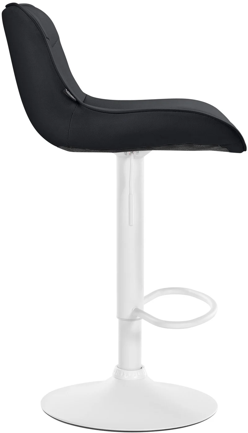 Lot de 2 tabourets de bar x1 avec coutures décoratives en PVC noir pied en trompette métal blanc 10_0004458