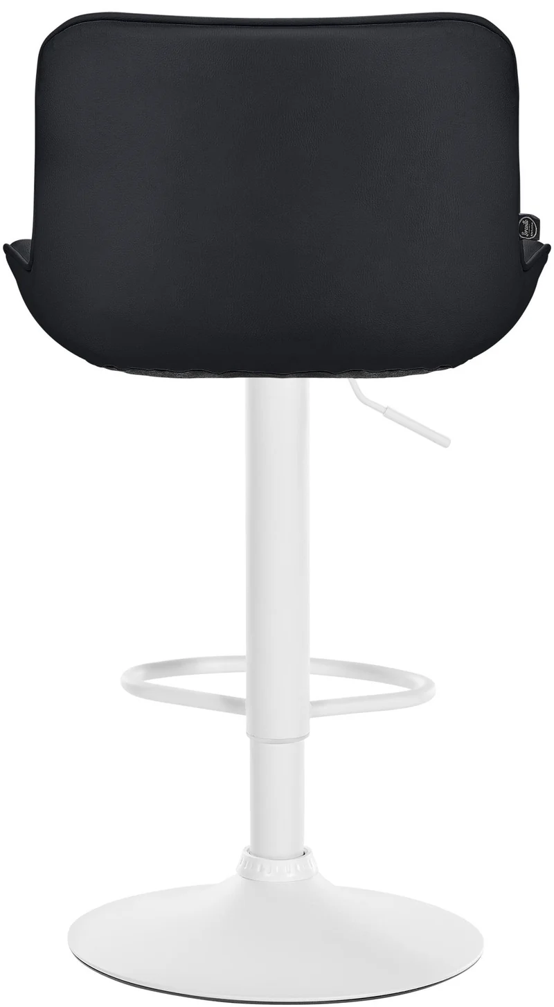 Lot de 2 tabourets de bar x1 avec coutures décoratives en PVC noir pied en trompette métal blanc 10_0004458