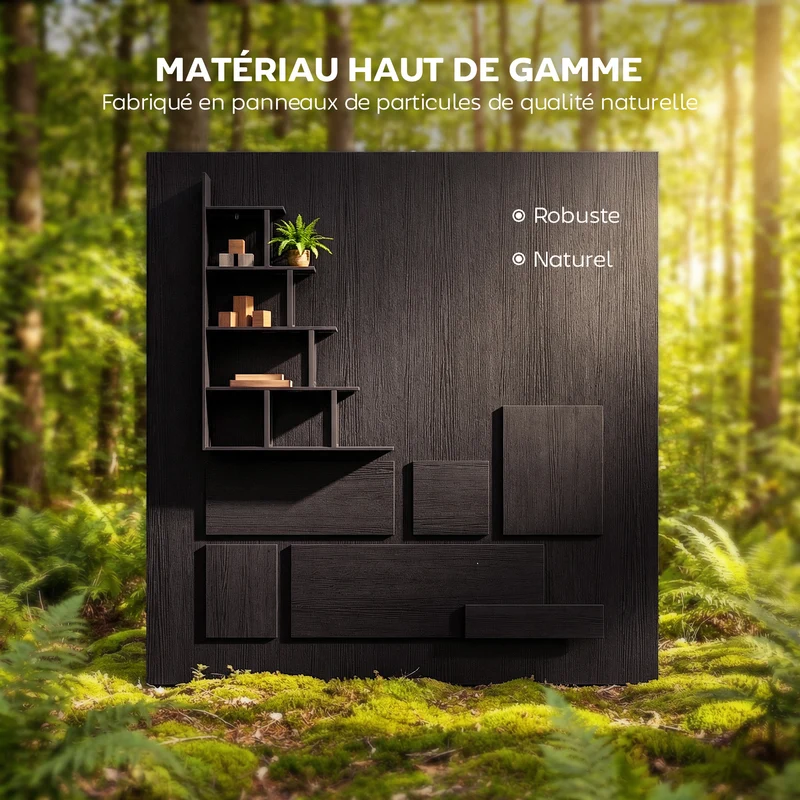 Étagère bibliothèque séparateur de pièce escalier 102 x 30 x 160 cm grand rangement modulable industriel en MDF noir 21_0002430
