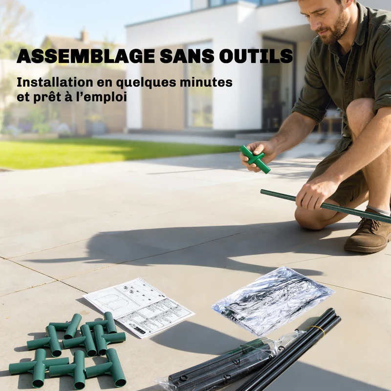 Mini serre de jardin portable 68 x 50 x 70 cm sac de plantation inclus porte enroulable moderne stable en PVC vert foncé 21_0005585