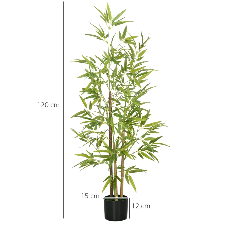 Lot de 2 bambous artificiels décoratifs intérieur 120 cm entretien facile ajustable style contemporain en plastique vert 21_0001307