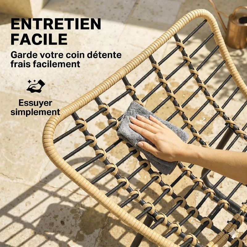 Fauteuil à bascule jardin et salon 87 x 110 x 70 cm assise spacieuse coussin moelleux scandinave en résine tressée gris 21_0006090