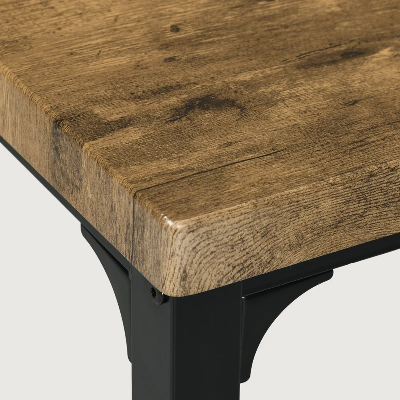 Ensemble table à manger 2 chaises 60 x 60 x 76 cm assise ergonomique gain de place style industriel en MDF brun rustique 21_0002170