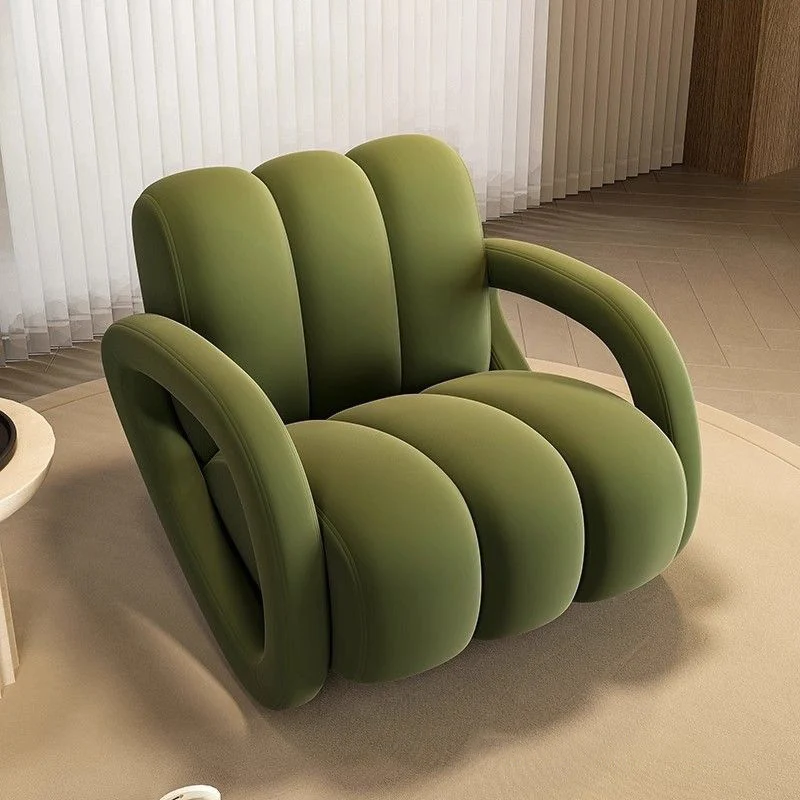 Modern Minimalist Rectangular Brushed Velvet Tech Leather Solid Pine Wood Accent Chair Backrest Armrest For Living Room