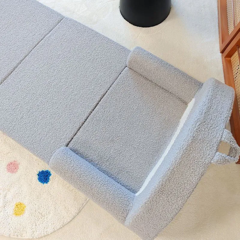 Contemporary Creative Curved Teddy Velvet Foam Kids Foldable Accent Chair Backrest Armrest For Living Room