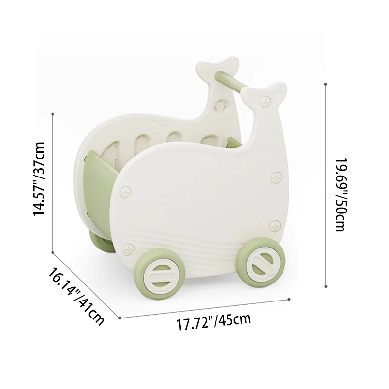 Contemporary Creative Whale-Shaped Eco-Friendly HDPE Movable Kids Storage Cabinet 1-Storage For Living Room & Bedroom