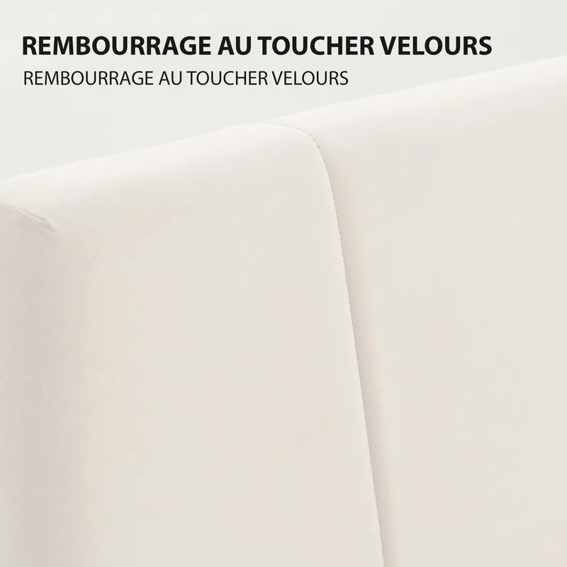 Cadre de lit double tête réglable 148 x 195 x 101 cm grand rangement sous lit 5 positions contemporain en velours crème 21_0001646