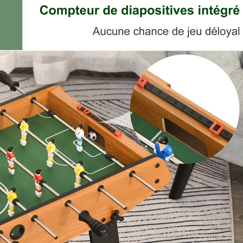 Baby-foot d'initiation pliable 98 x 42 x 62 cm gain de place poignées ergonomiques contemporain moderne en MDF noir 21_0006646