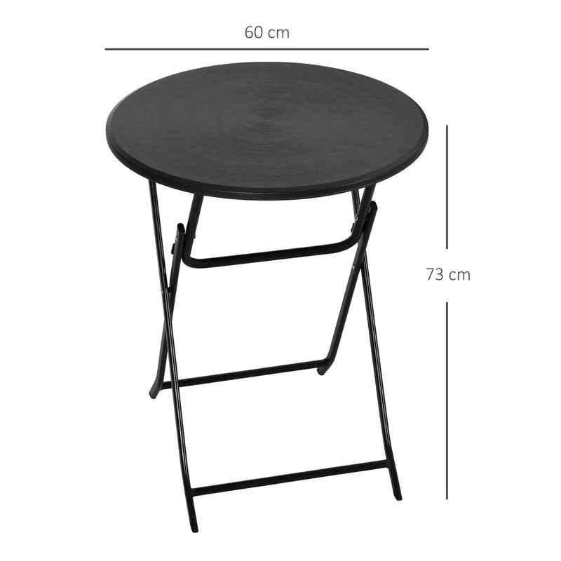 Table basse extérieure ronde 60 x 73 cm pliable facile à ranger design contemporain terrasse en polyéthylène gris foncé 21_0005140