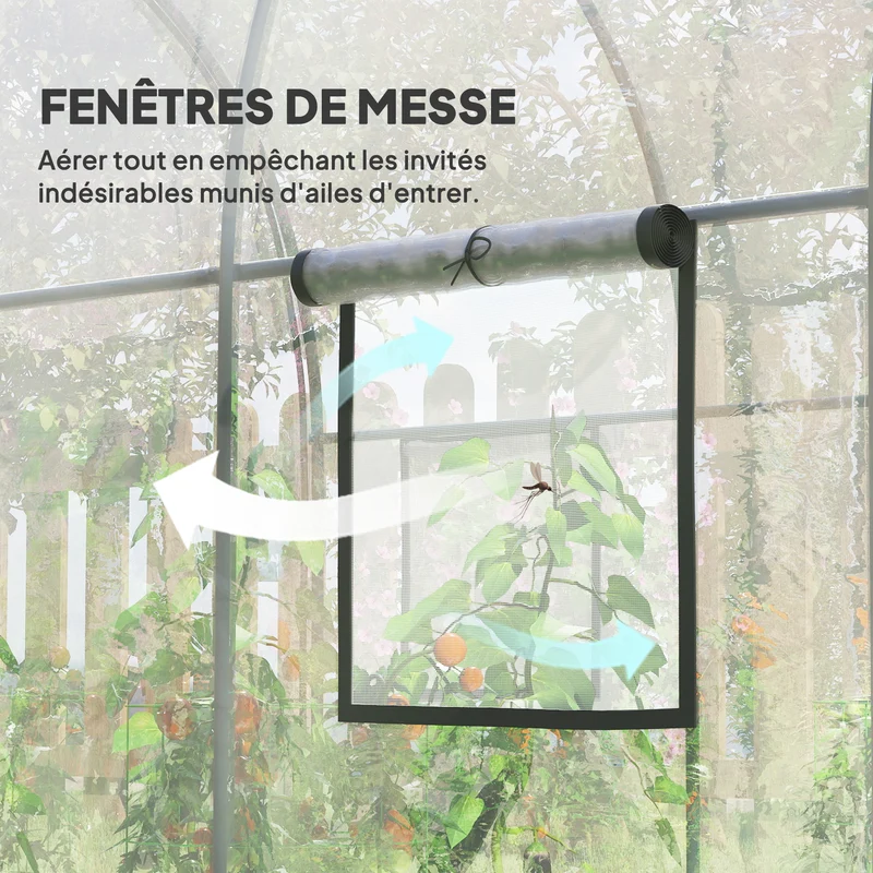 Serre tunnel jardin 300 x 200 x 200 cm protection uv aération portes fenêtres contemporain en polyéthylène transparent 21_0005441