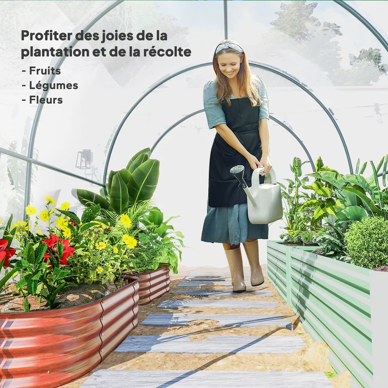 Serre tunnel jardin 300 x 200 x 200 cm protection uv aération portes fenêtres contemporain en polyéthylène transparent 21_0005441