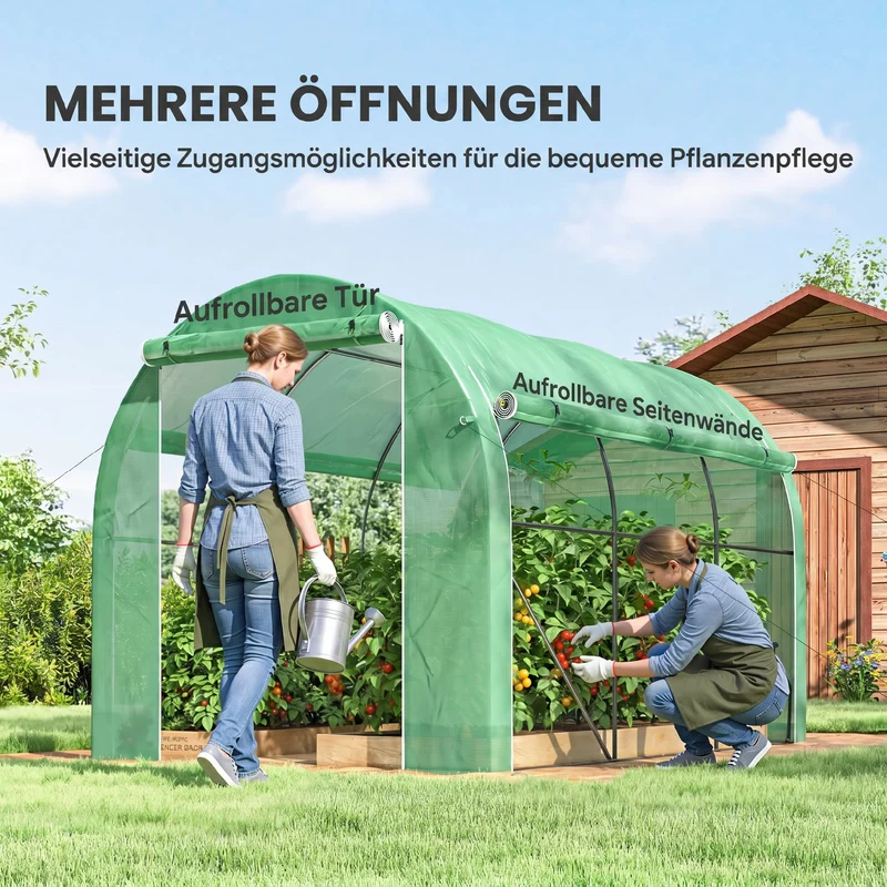 Serre tunnel de jardin 296 x 196 x 200 cm protection anti uv montage facile style contemporain en polyéthylène vert 21_0005407
