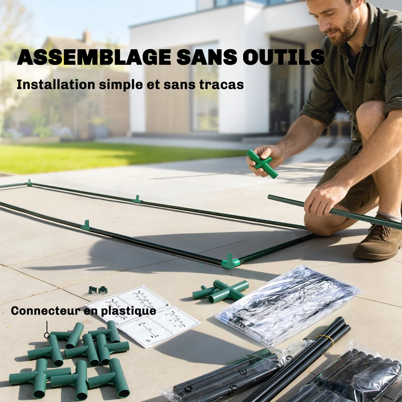 Serre de jardin 3 niveaux avec étagères 143 x 46 x 165 cm protection uv moderne montage sans outil en PVC transparent 21_0005636
