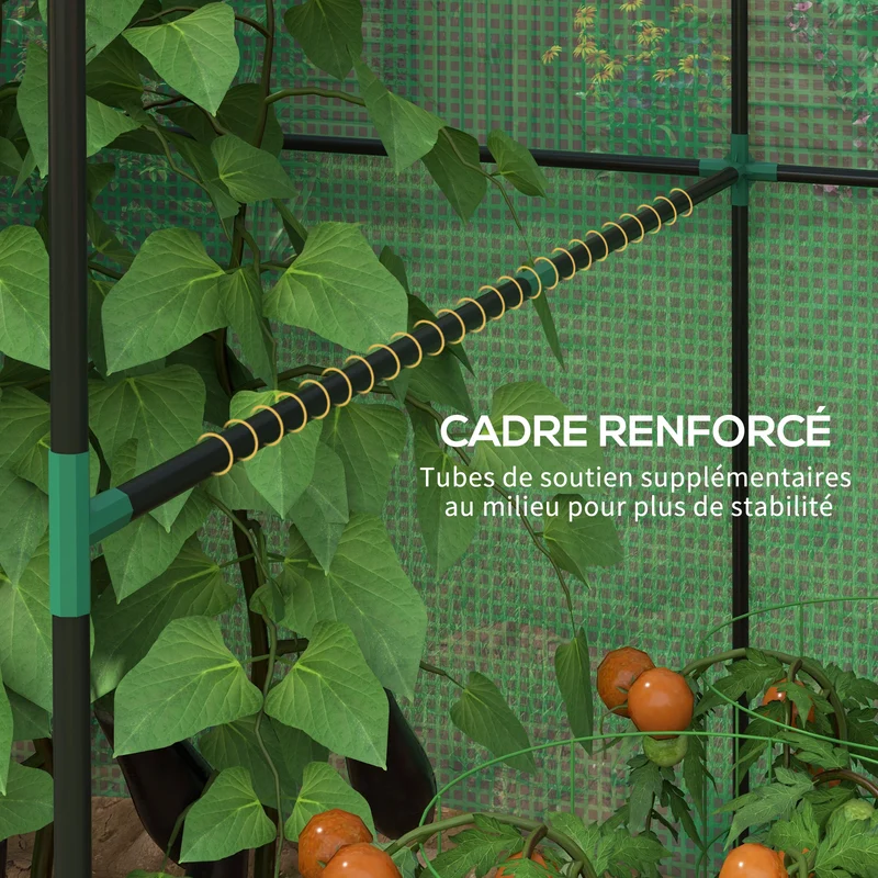 Serre de jardin 200 x 140 x 200 cm protection anti uv porte enroulable pour extérieur style contemporain en acier vert 21_0004350