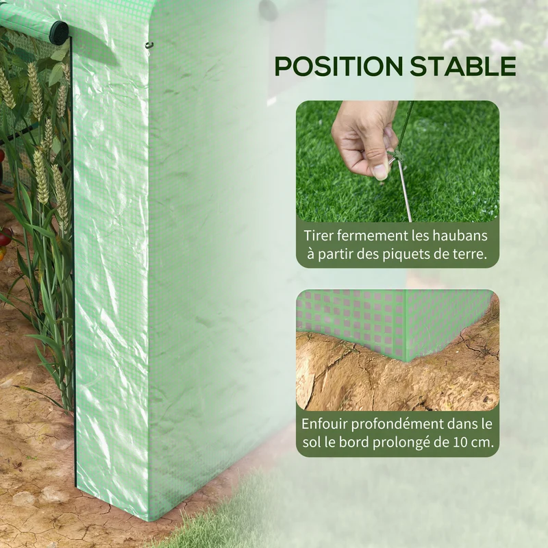 Serre de jardin 200 x 140 x 200 cm protection anti uv porte enroulable pour extérieur style contemporain en acier vert 21_0004350