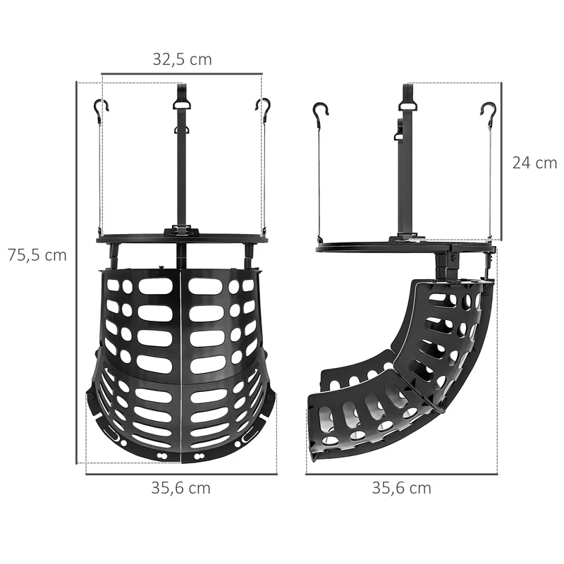 Retour de ballon de basket entraînement 35,6 x 35,6 x 75,5 cm rotation 360° sangles ajustables cosy moderne en PP noir 21_0006617