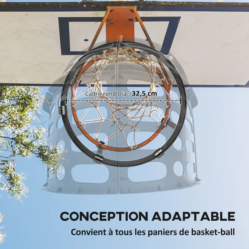 Retour de ballon de basket entraînement 35,6 x 35,6 x 75,5 cm rotation 360° sangles ajustables cosy moderne en PP noir 21_0006617