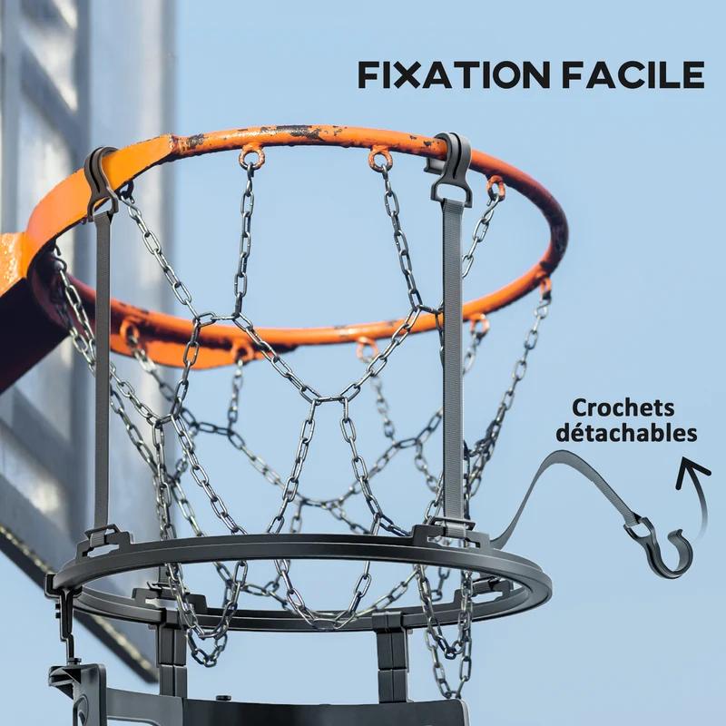 Retour de ballon de basket entraînement 35,6 x 35,6 x 75,5 cm rotation 360° sangles ajustables cosy moderne en PP noir 21_0006617
