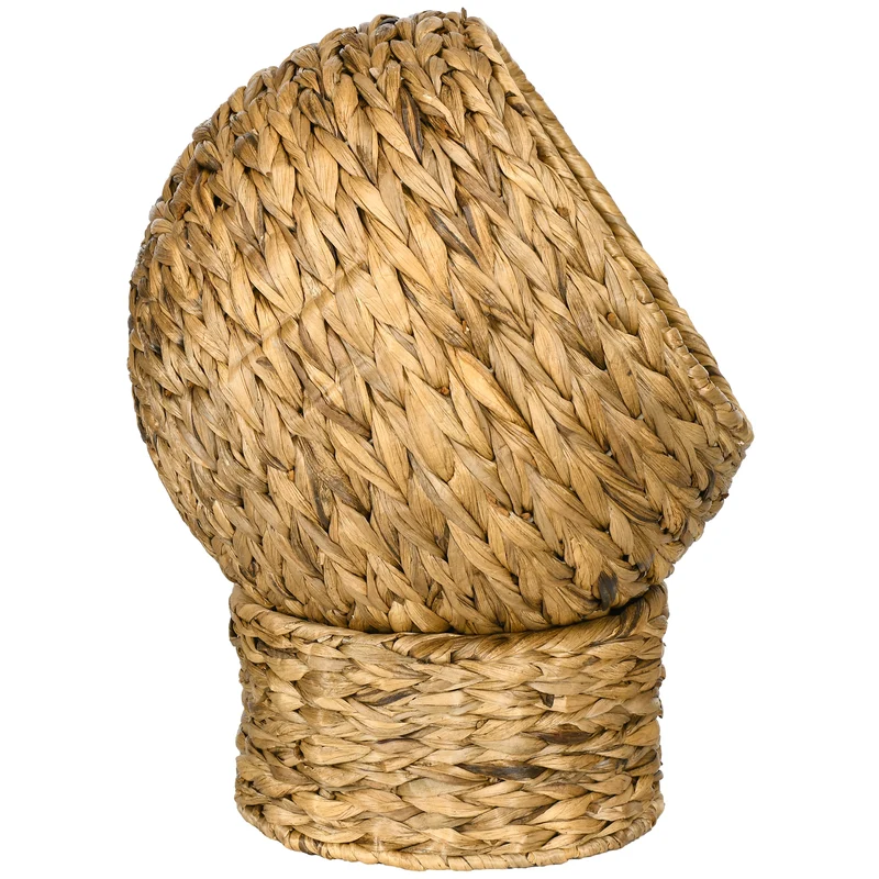 Panier pour chat boule 40 x 37 x 51 cm coussin amovible grand confort rustique décoratif en feuilles de bananier marron 21_0007619