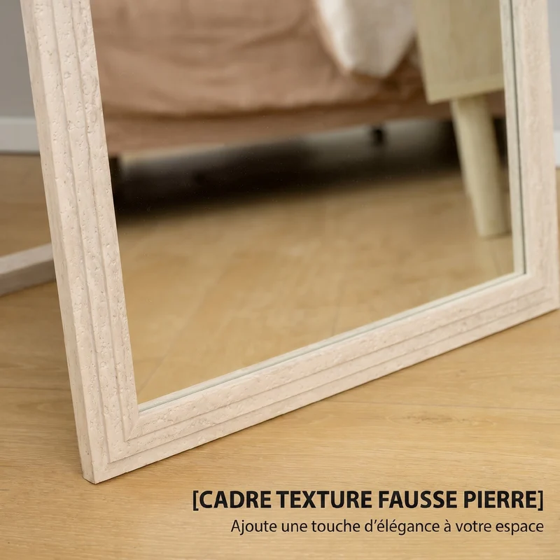 Miroir sur pied rectangulaire 160 x 50 x 4 cm vue intégrale inclinable sécurisé style contemporain en verre trempé blanc 21_0003752