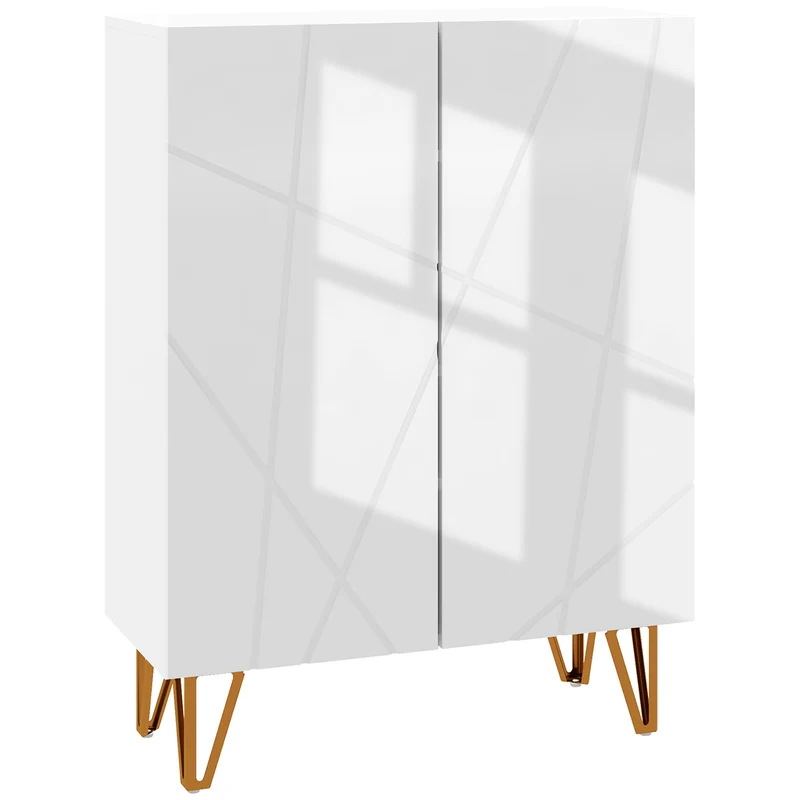 Meuble à chaussures 2 portes 72 x 31,5 x 95 cm étagères réglables 20 paires design en bois d'ingénierie blanc laqué 21_0002708